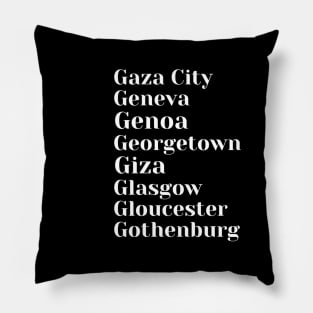 Great Cities starting with the letter, G, Mug, Mask, Pin Pillow