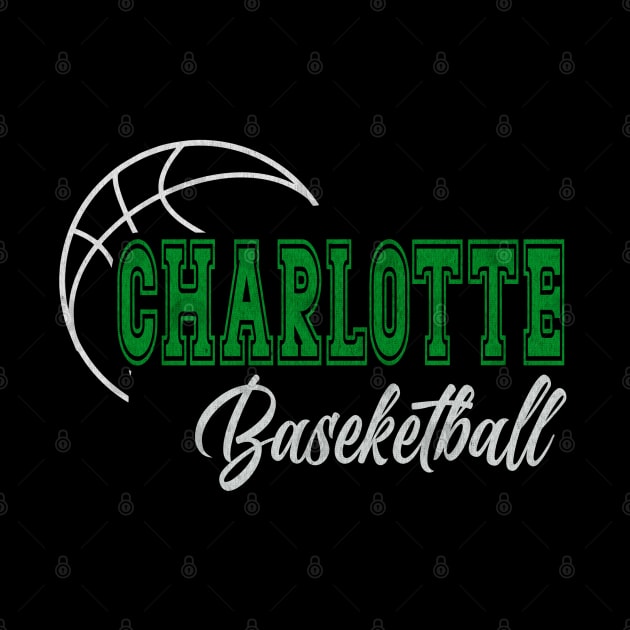 Classic Name Charlotte Vintage Styles Green Basketball by Irwin Bradtke