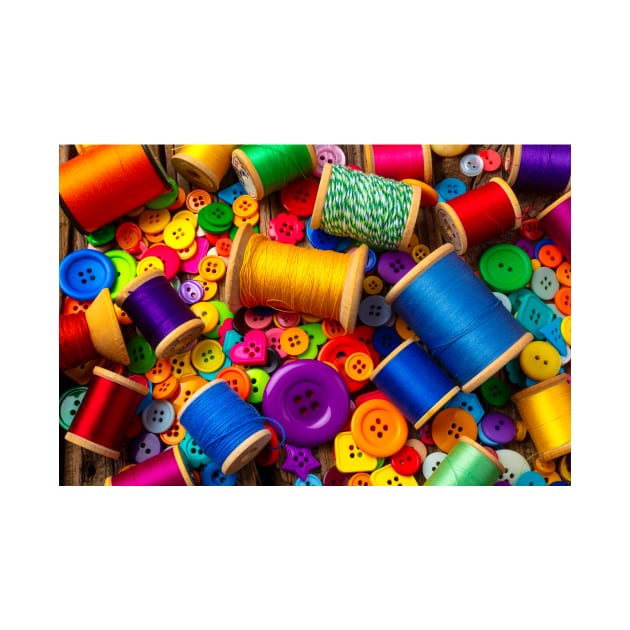 Colorful Thread And Buttons Still Life by photogarry