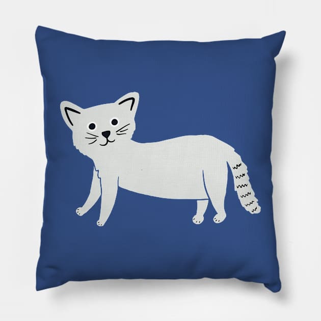 Little Cat, Teal Pillow by Jacqueline Hurd