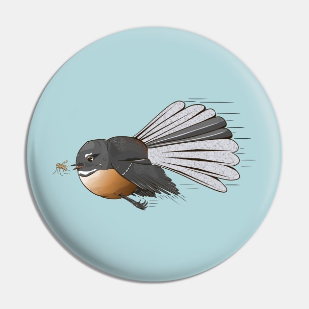 Fantail Chasing an Insect Pin by mailboxdisco