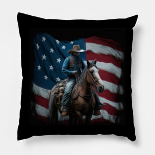 american flag, cowboy Pillow