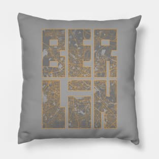 Berlin, Germany City Map Typography - Bauhaus Pillow