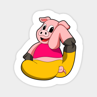 Pig at Yoga funny Magnet