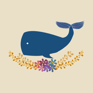 Whale on flowers T-Shirt