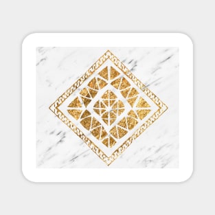 Golden tribal geo - white marble Magnet