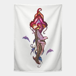 Wonderful Colorful Whale the Most Majestic Animal in the Sea Tapestry