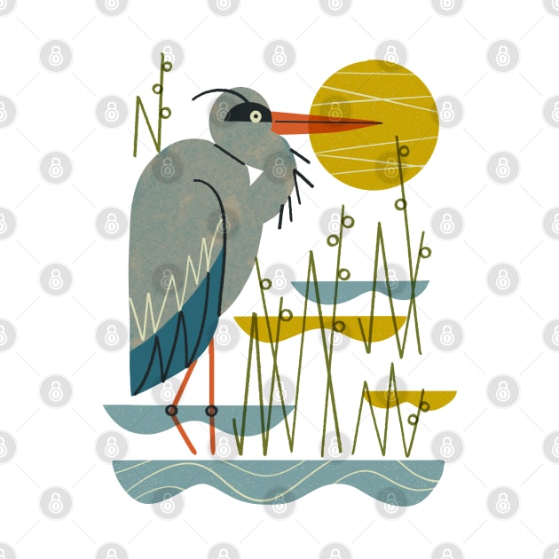 Heron Among Reeds by Renea L Thull