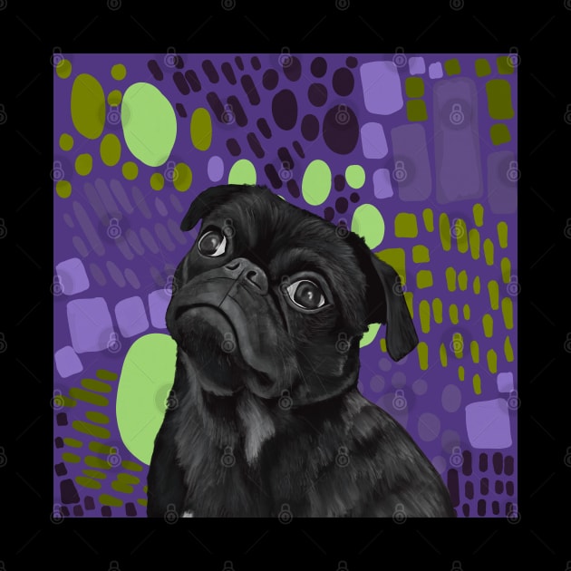 Sweet Pug on Modern Abstract Background by Suneldesigns