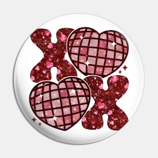 XoXo Heart Sequins Glitter, Valentine’s Day, Lover, Faux Embroidery Pin