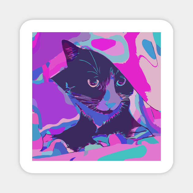 Psychedelic cat Magnet by WelshDesigns