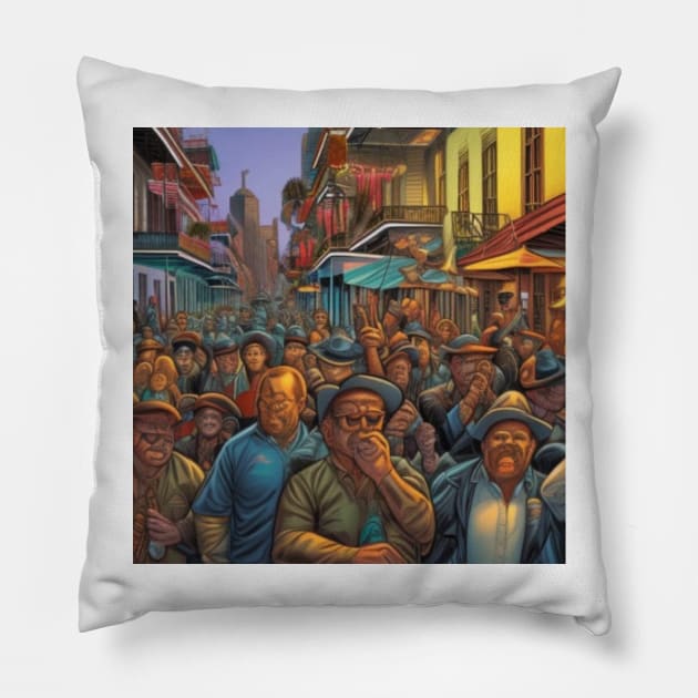 French Quarter and Mardi Gras Pillow by Stephanie Kennedy 