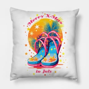 "Beach Bound Booties | "Christmas in July" Flip Flop T-Shirt Pillow