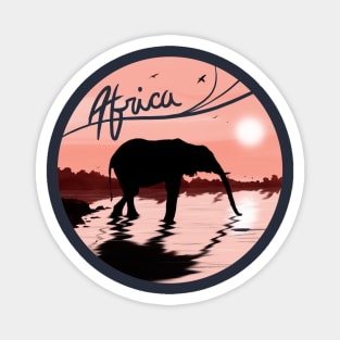 Africa Elephant Silhouette Artwork Magnet