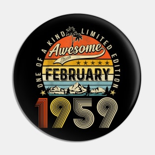 Awesome Since February 1959 Vintage 64th Birthday Pin