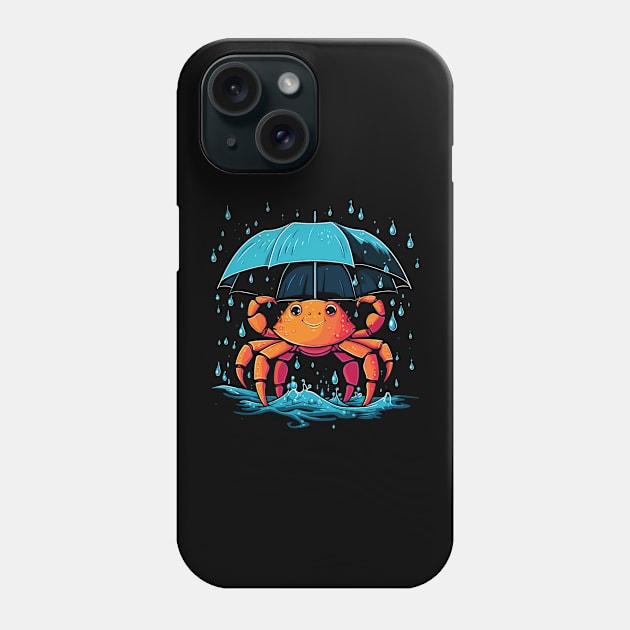 Crab Rainy Day With Umbrella Phone Case by JH Mart