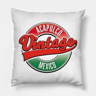 acapulco mexico vintage logo Pillow