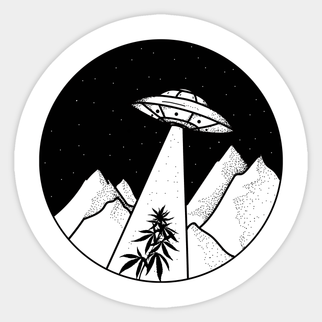 UFO Cannabis Marijuana Abduction - Cannabis - Sticker | TeePublic