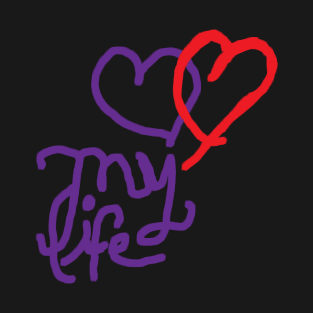 LOVE MY LIFE Tee Red Heart Purple T-Shirt