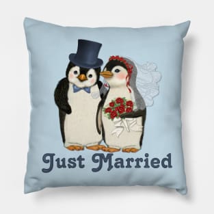 Penguin Wedding - Just Married Pillow