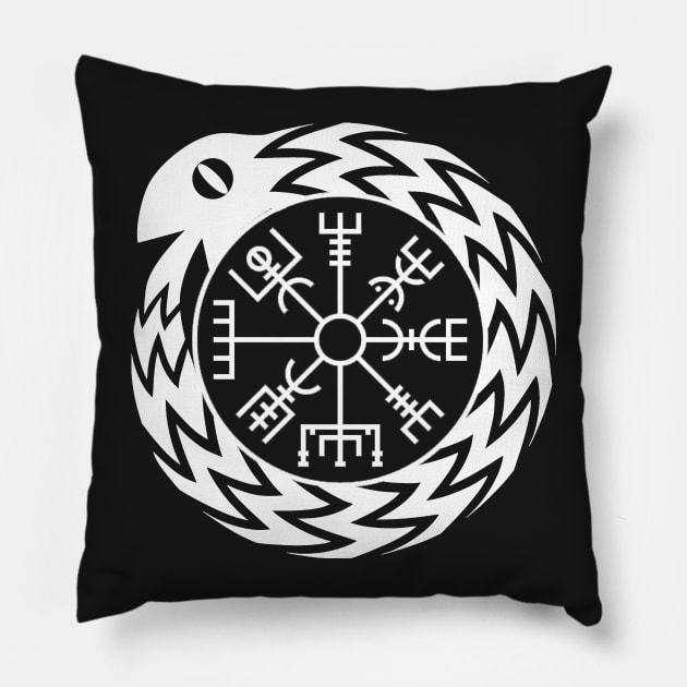 Vegvisir Jormungandr Norse Mythology T-shirt Pillow by AgemaApparel