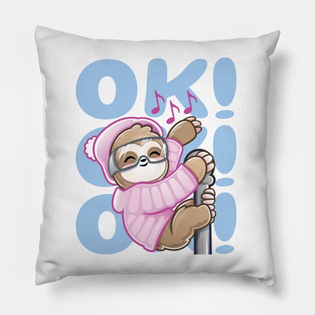 Ski Rave Sloth Kid Baby Dance Ok Pillow by PnJ