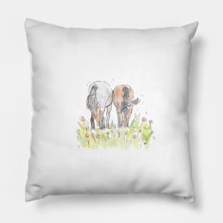 Pony friends pen illustration. Pillow