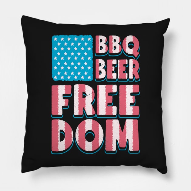 Beers, BBQ, Freedom, Murica Pillow by Daribo