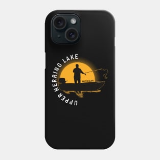 Upper Herring Lake Fishing Michigan Sunrise Phone Case