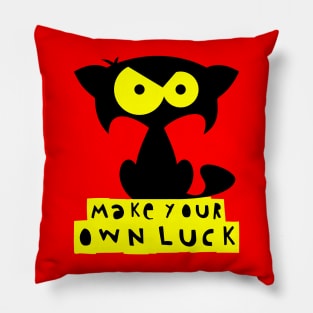 Funny black cat T-shirt – Make your own luck (Mozart) – red Pillow