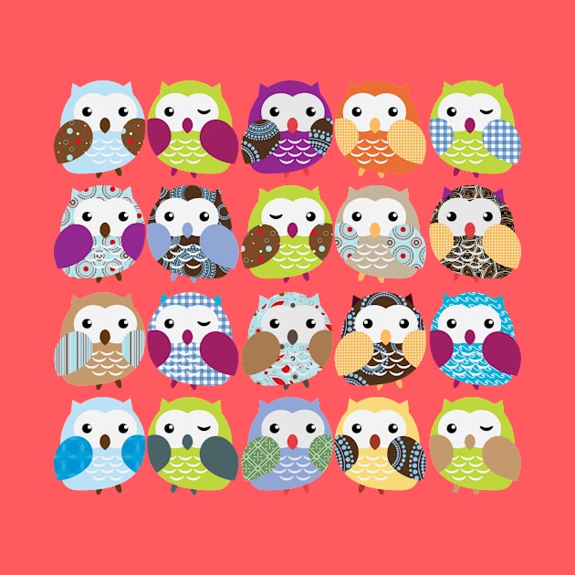 Colorful Owl Pattern by cartoonowl