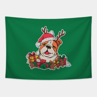 Christmas Bulldog Tapestry