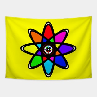 Rainbow Atom Symbol - Colorful Tapestry