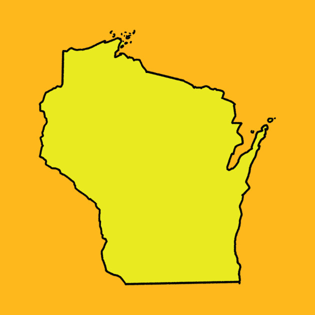 Wisconsin Yellow Outline Wisconsin TShirt TeePublic