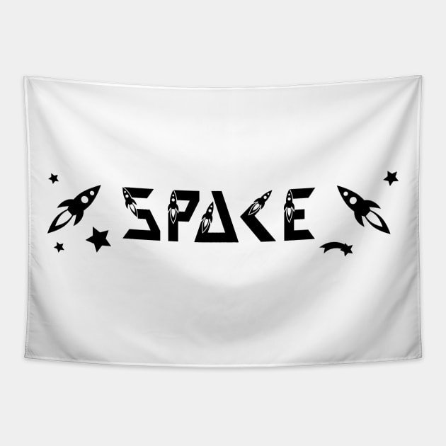 Space - lettering with rockets Tapestry by Julia_Faranchuk