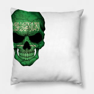 Saudi Arabian Flag Skull Pillow