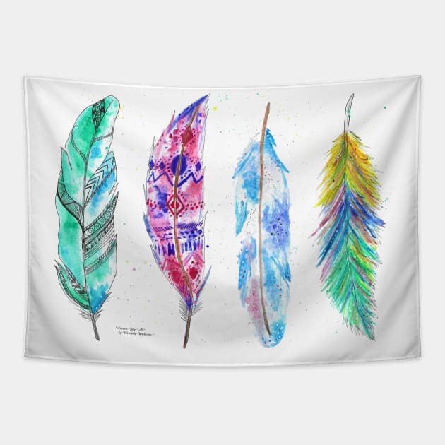 Watercolor Feathers Tapestry by veronicalucy