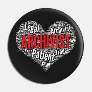 Archivist Heart Shape Word Cloud Design design Pin