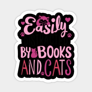 easily distracted by cats and books Magnet