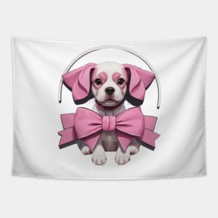 Puppy Pink Bow Tapestry