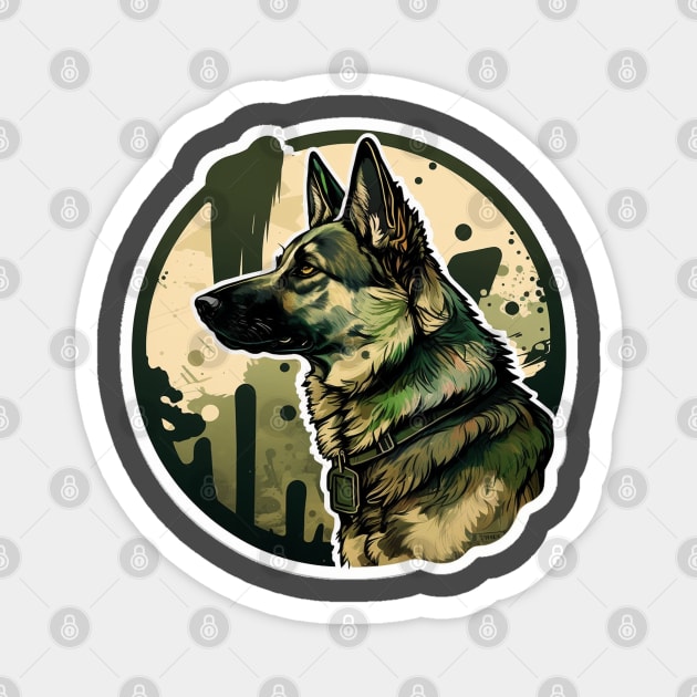 German Shepherd Camouflage Motif Magnet by Mike O.