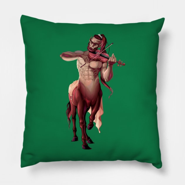 faun playing violin Pillow by Mako Design 