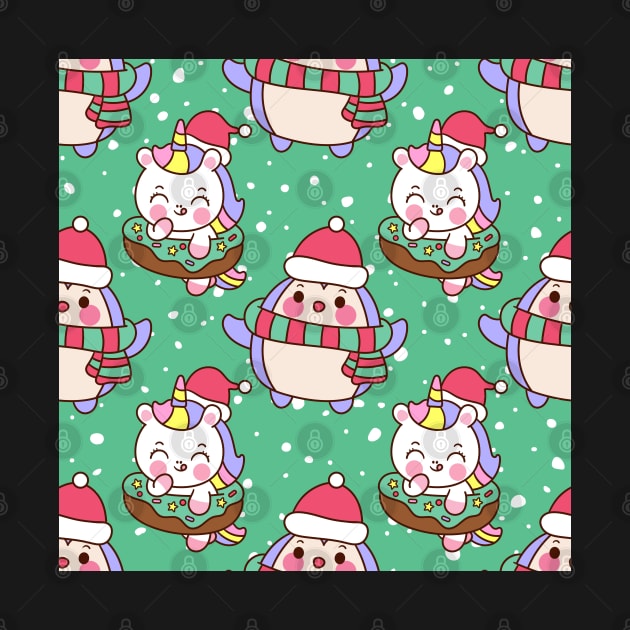 Unicorn Penguin Kawaii Christams by Milibella