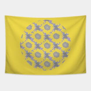 Mothers Day Yellow Daisy Gerbera Floral Pattern Circle Tapestry