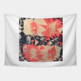 Coral Red Abstract Low Polygon Background Tapestry