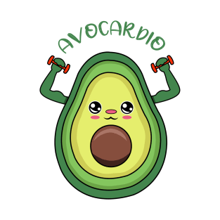 AVOCARDIO, cute avocado  lifting weights T-Shirt