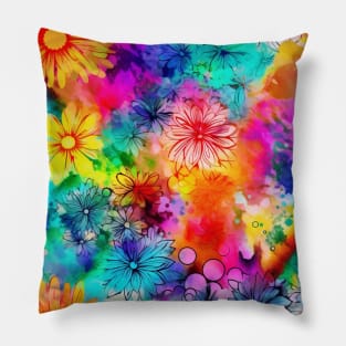 Rainbow flowers 2 Pillow