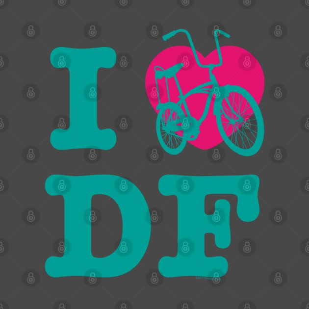 I Love Cycling DF Aqua Pink / Yo Amo andar en Bicicleta en el DF / Chilango Pride / Orgullo Chilango Graphic by chilangopride