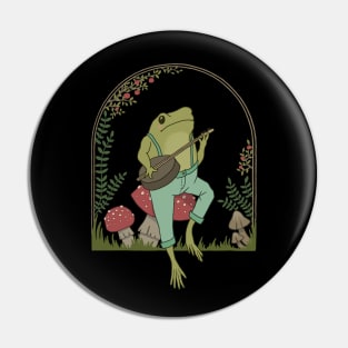 Funny Frog Playing Banjo Guitar: A Cute Cottagecore for the Dreamer in You Pin