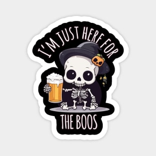 Kawaii Skeleton Halloween & Oktoberfest - I'm Just Here for the Boos Magnet